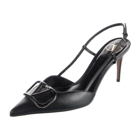 Valentino Black VLOGO SIGNATURE CALFSKIN SLINGBACK PUMP 80 MM / 3.15 IN- Size 40 - Picture 7 of 12